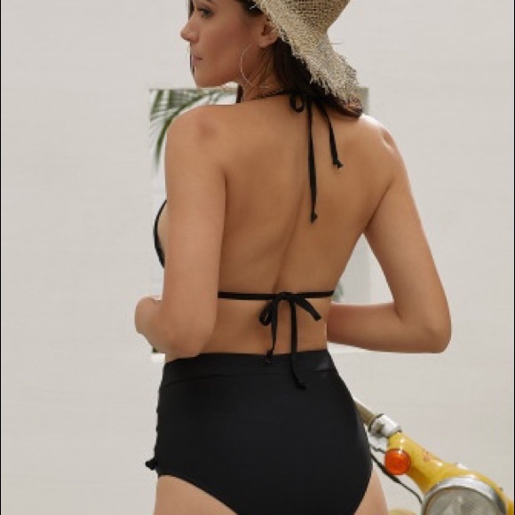 Black High Waist Retro Bikini - Picture 6 of 9